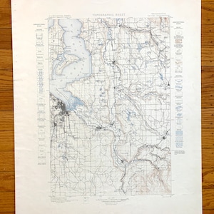Antique Tacoma, Washington 1898 US Geological Survey Topografische kaart - Puget Sound, Puyallup, King, Pierce County, Muckleshoot, Vashon, WA