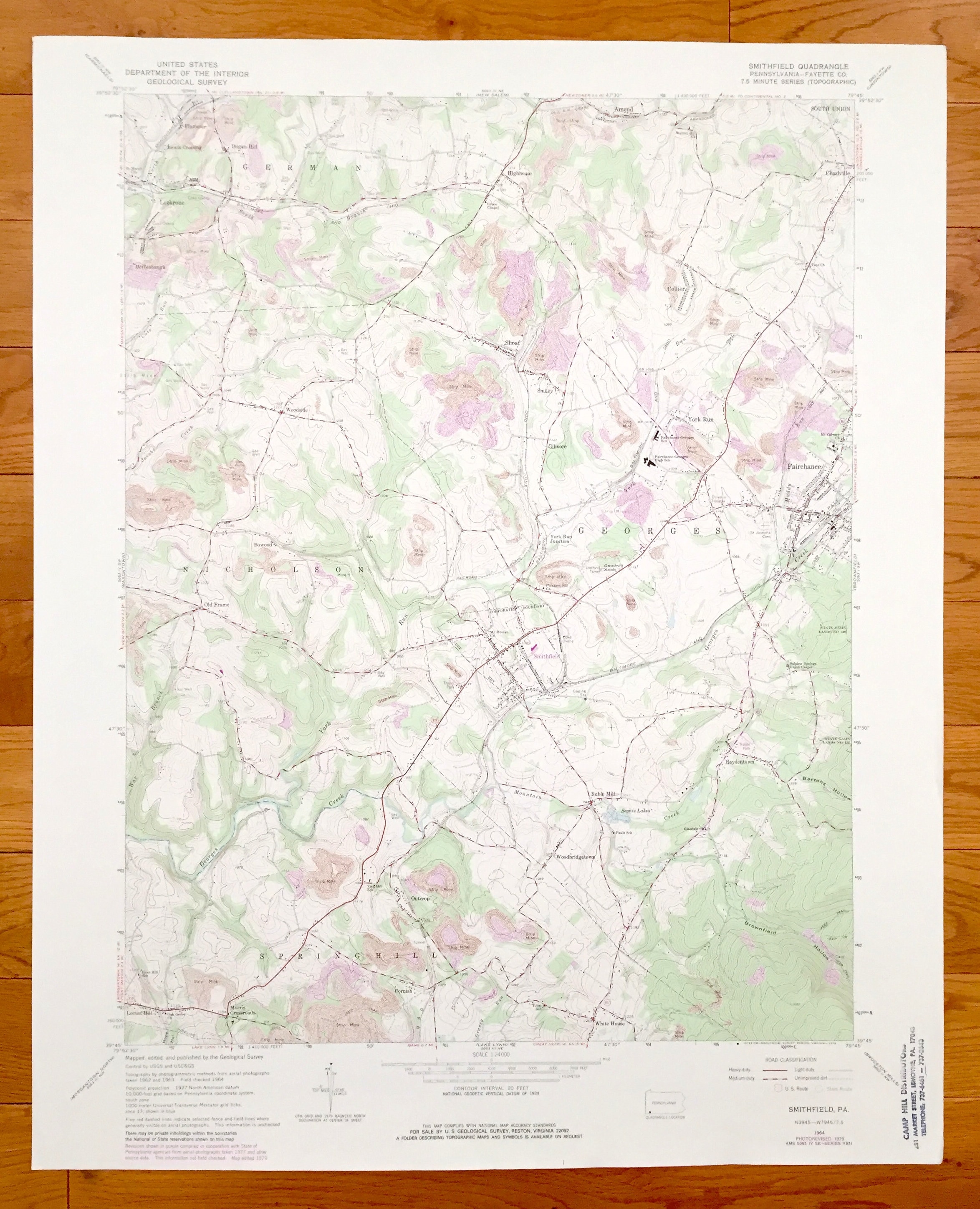 Antique Smithfield Pennsylvania 1964 US Geological Survey Etsy