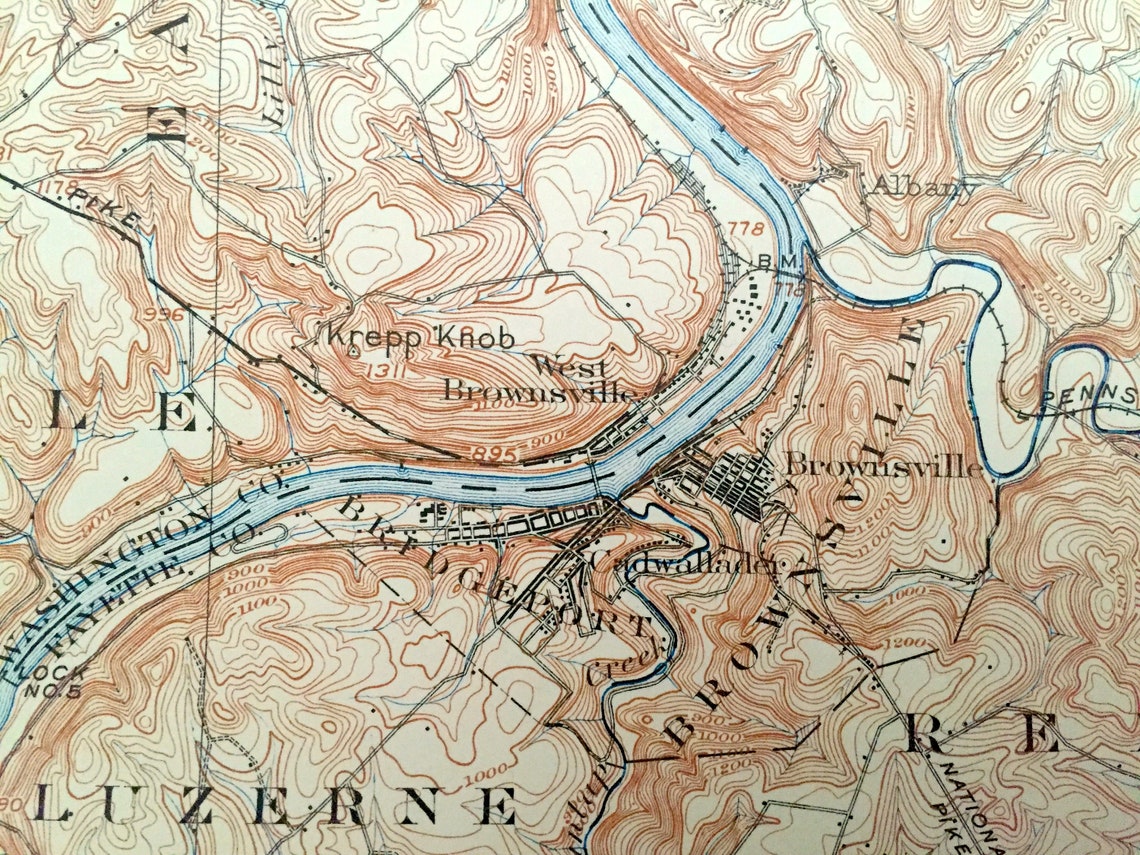 Antique Brownsville Pennsylvania 1906 US Geological Survey Etsy