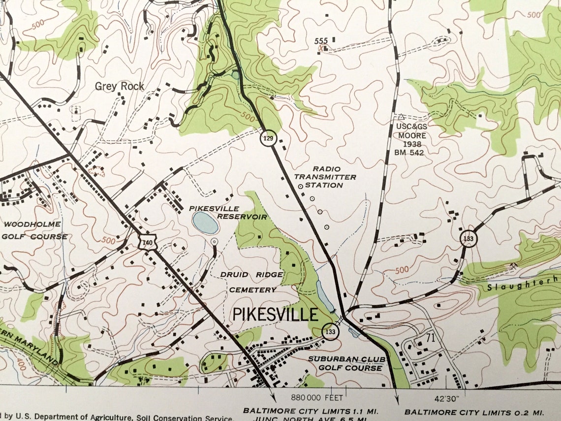 Antique Cockeysville Maryland 1943 US Geological Survey Etsy