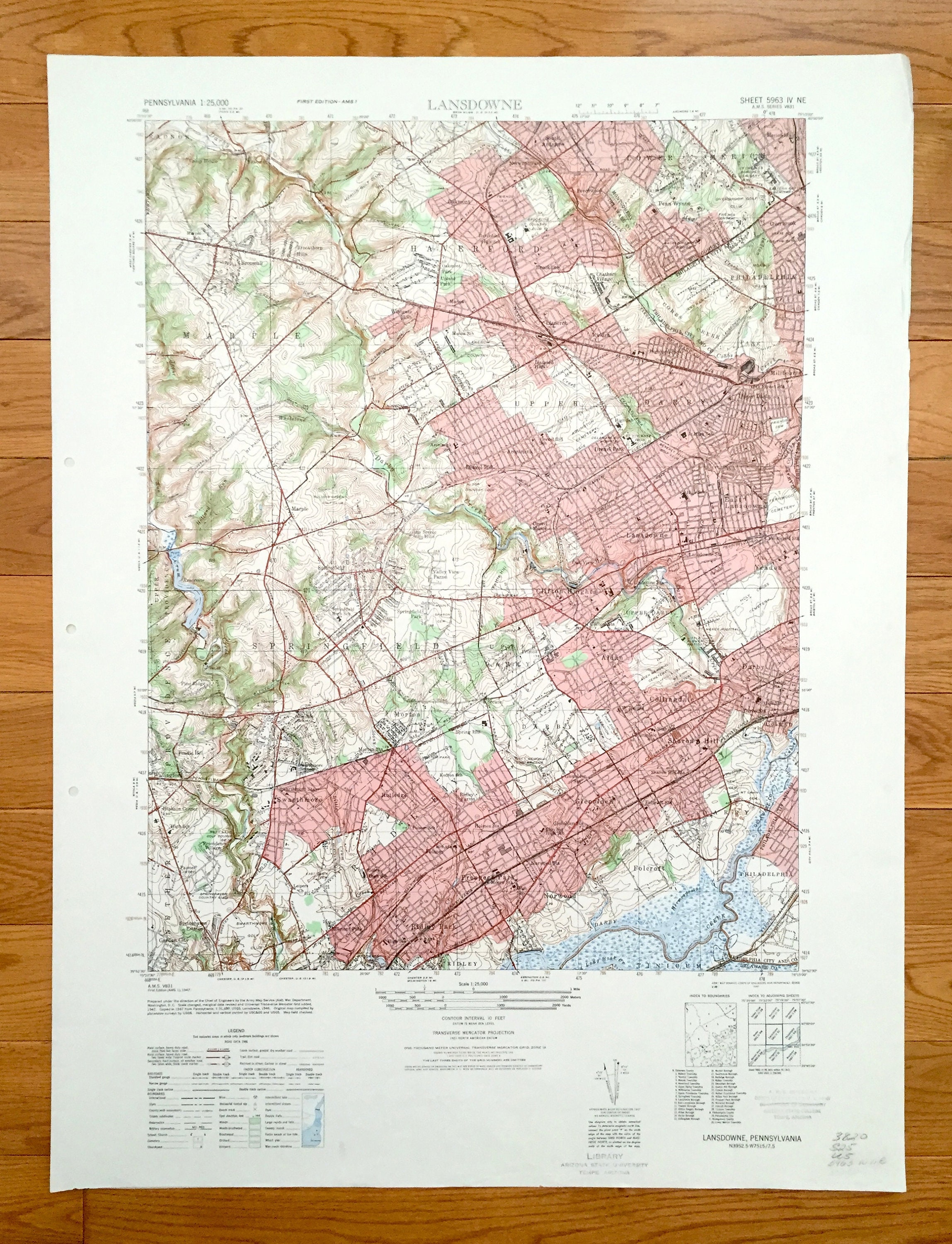 Antique Lansdowne Pennsylvania 1947 US Geological Survey Etsy