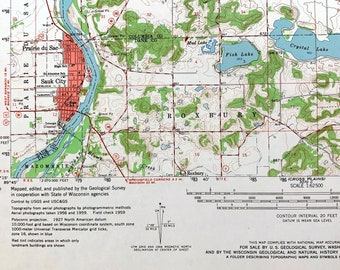 Antique Baraboo, Wisconsin 1959 US Geological Survey