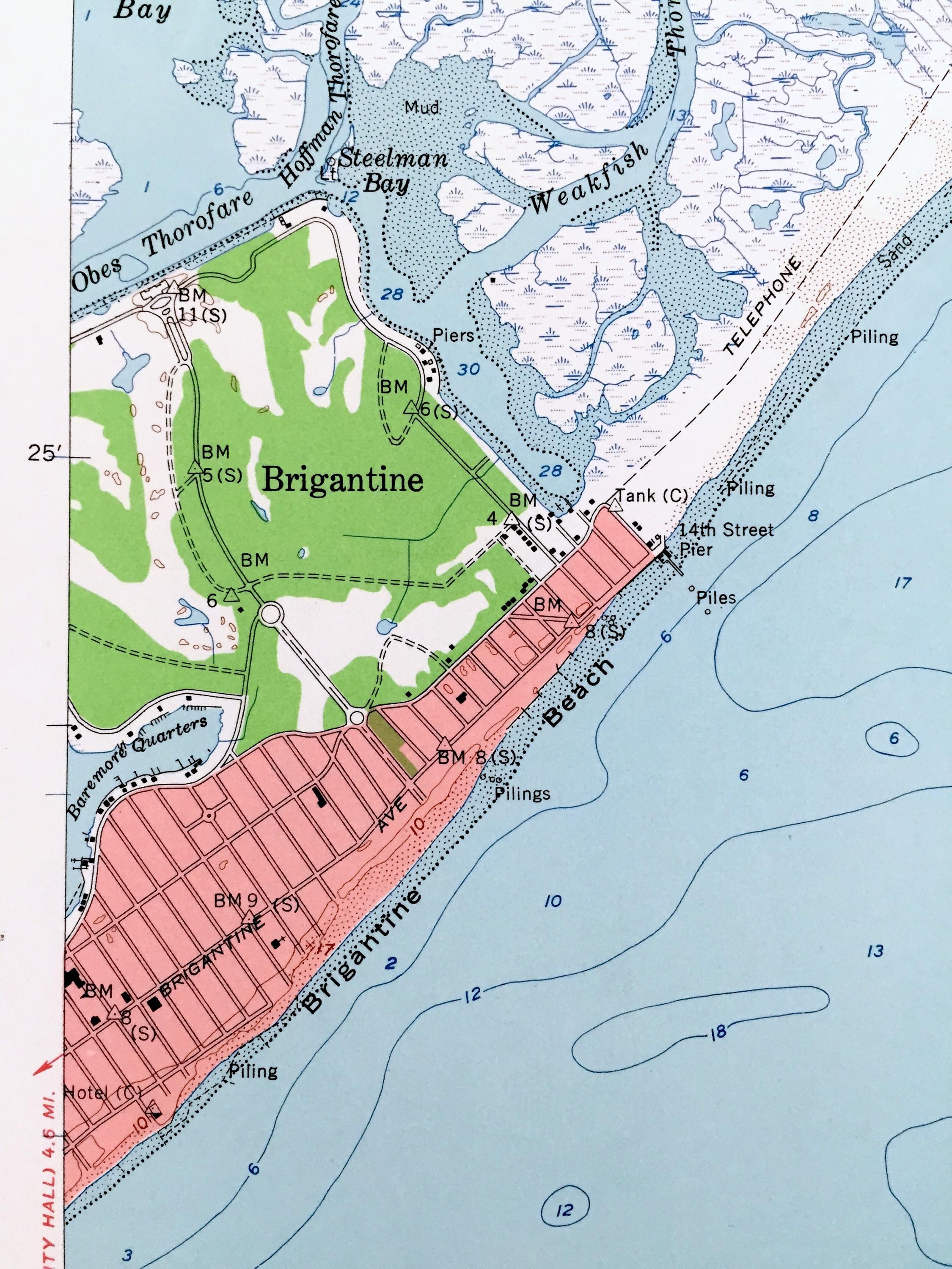 Antique Brigantine Inlet, New Jersey 1952 US Geological Survey