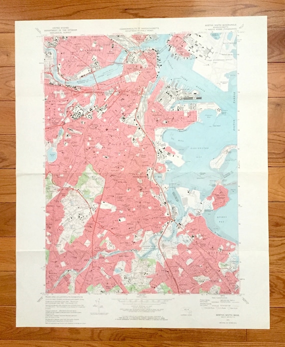 Antique Boston, Massachusetts 1970 US Geological Survey