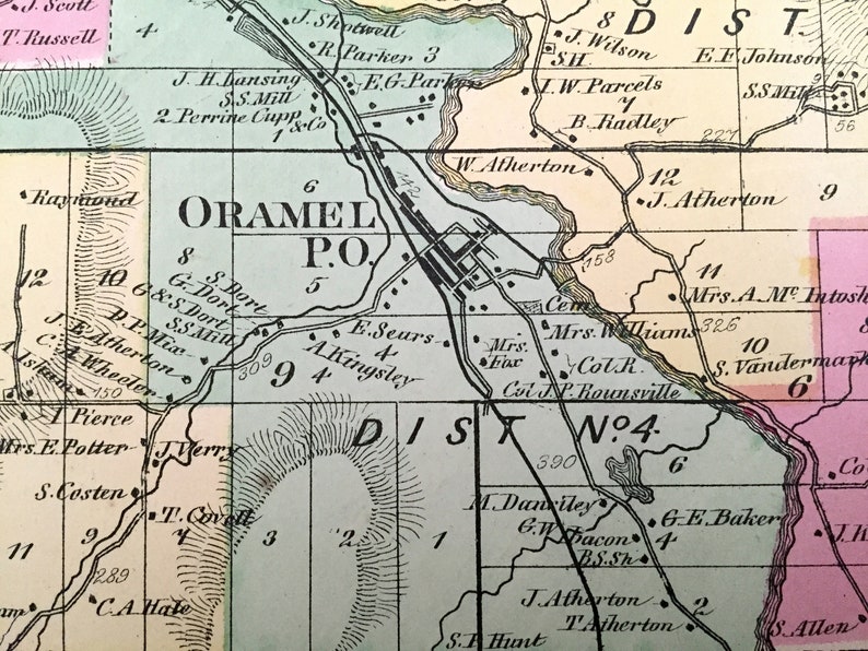 Antique 1869 Caneadea New York Map From D.G. Beers Atlas of Etsy