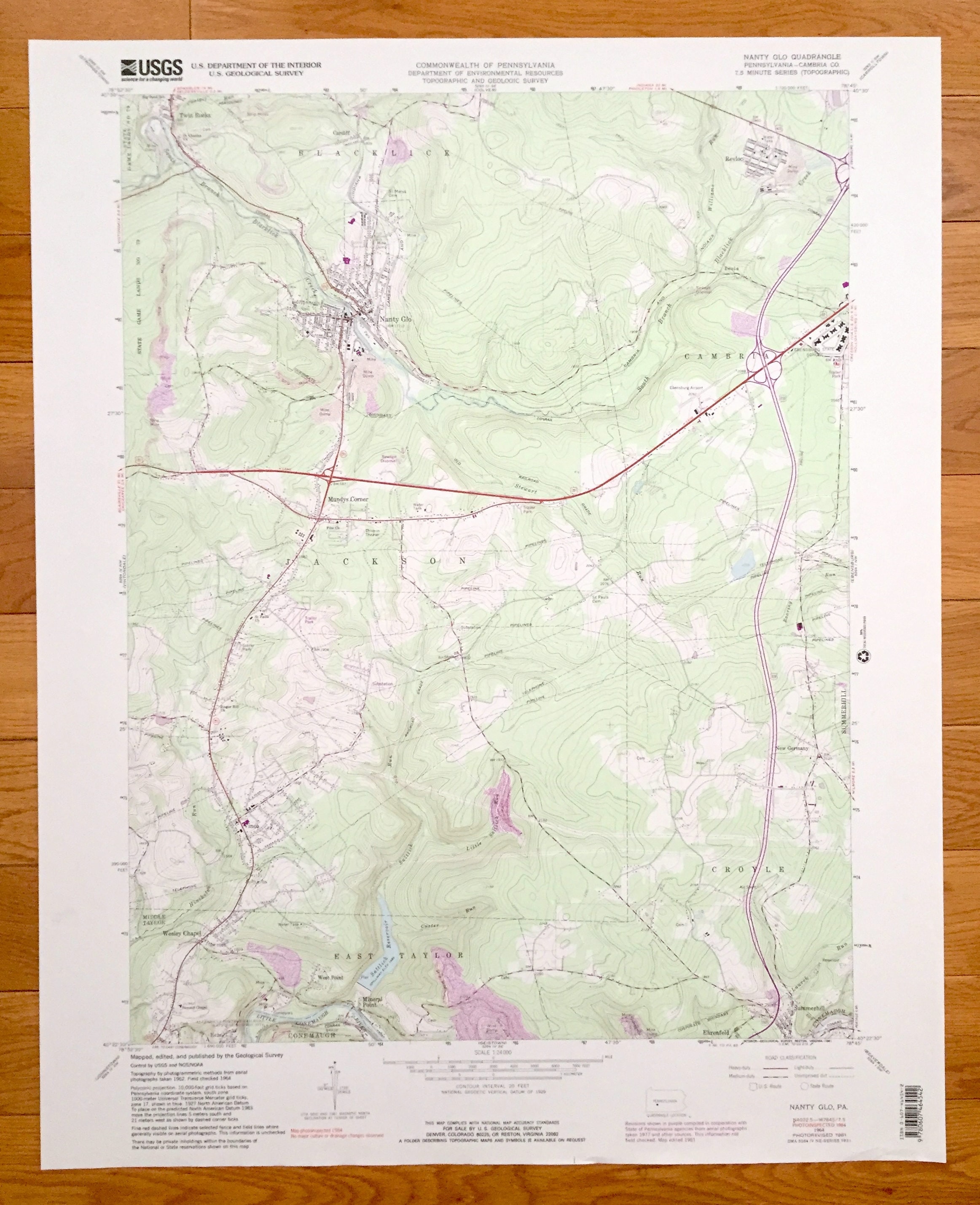 Nanty Glo Pa Map Antique Nanty-Glo Pennsylvania 1964 Us Geological Survey | Etsy