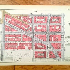 Mapa de Manhattan Antiguo, Nueva York del Manhattan Land Book de Bromley de 1934 – Morningside Heights, Park, Manhattanville, Harlem, Teatro Apollo