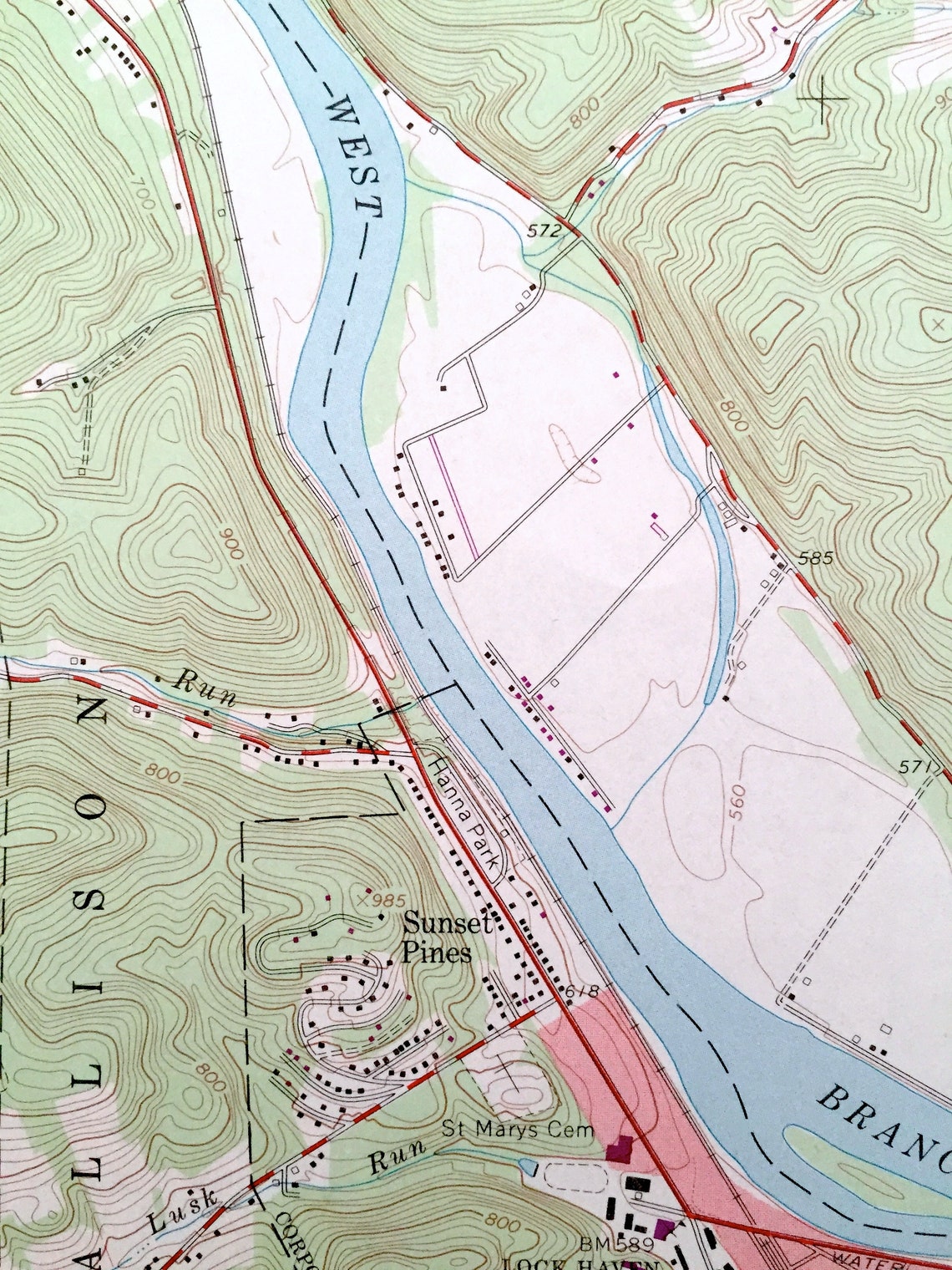 Antique Lock Haven Pennsylvania 1965 US Geological Survey Etsy