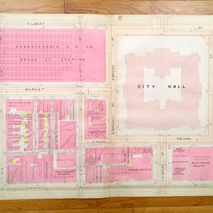 Antique City Hall, Filadelfia, Pensilvania 1908 Elvino V Smith Atlas Map – Center City, Broad Street, Logan Square, Rittenhouse, PA PHL