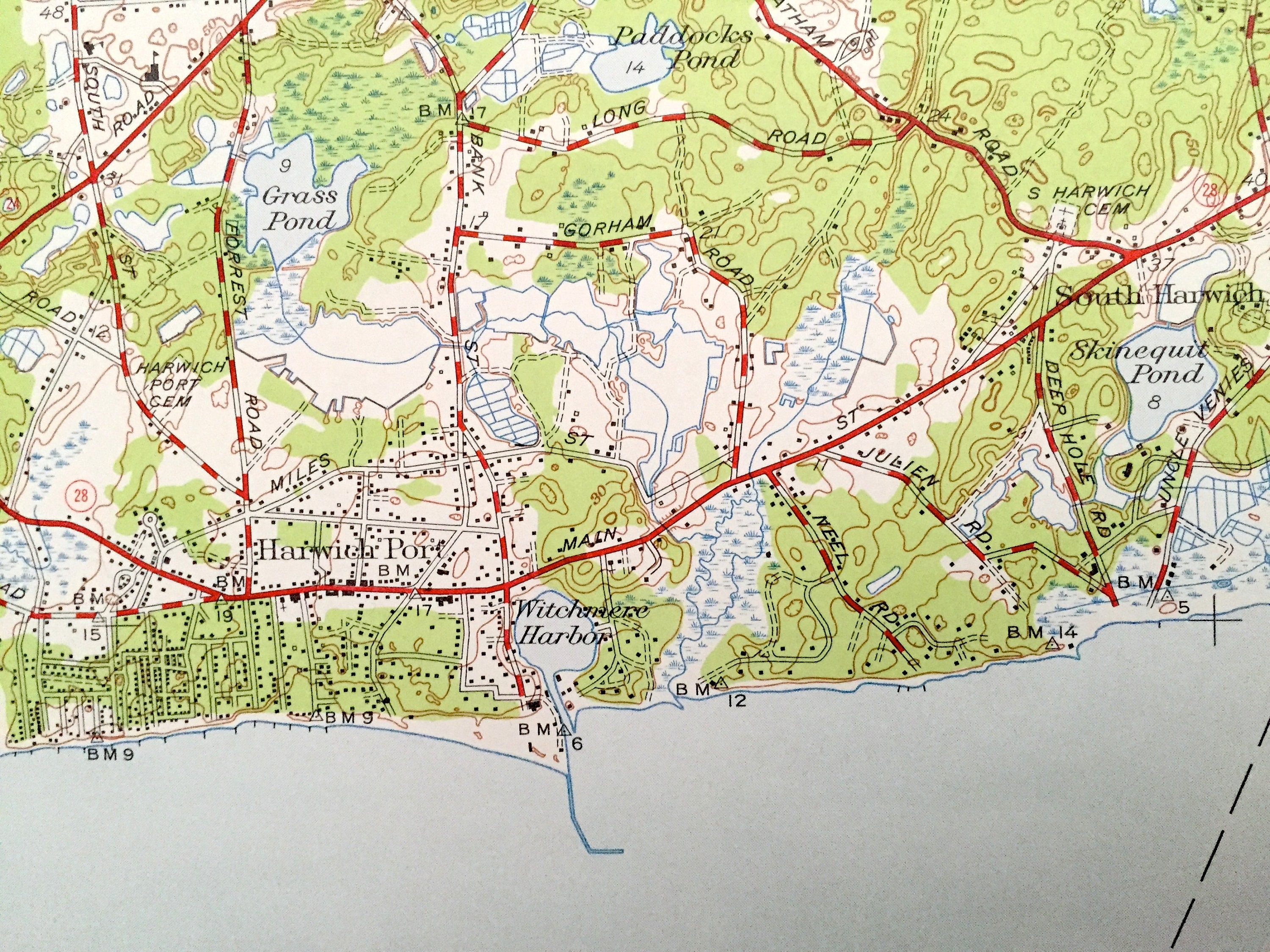 Antique Harwich, Massachusetts 1949 US Geological Survey Topographic