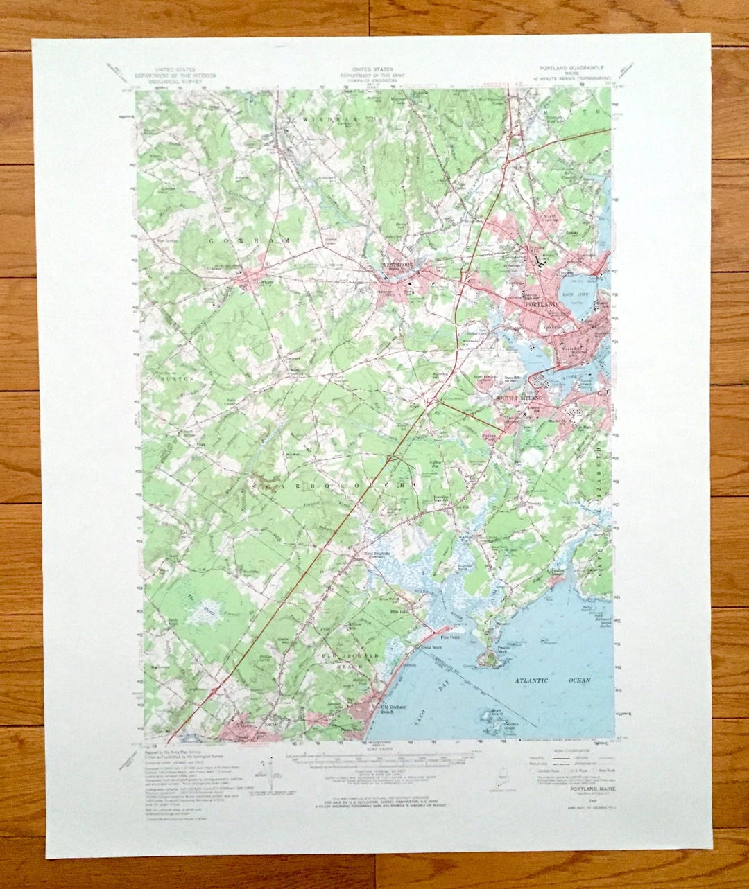 Antique Portland, Maine 1957 US Geological Survey Topographic Map ...