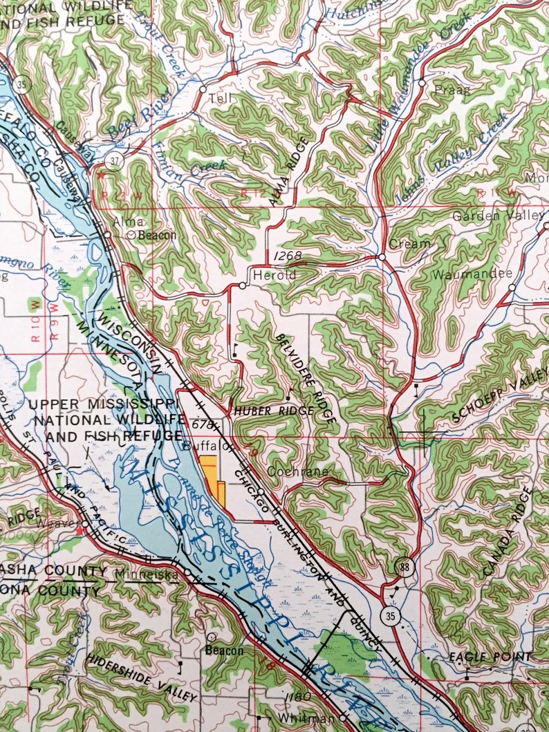 Marshfield Altoona Wisconsin 1964 US Geological Survey Topographic Map \u2013 Chippewa Falls Menomonie Mondovi Antique Eau Claire Durand WI