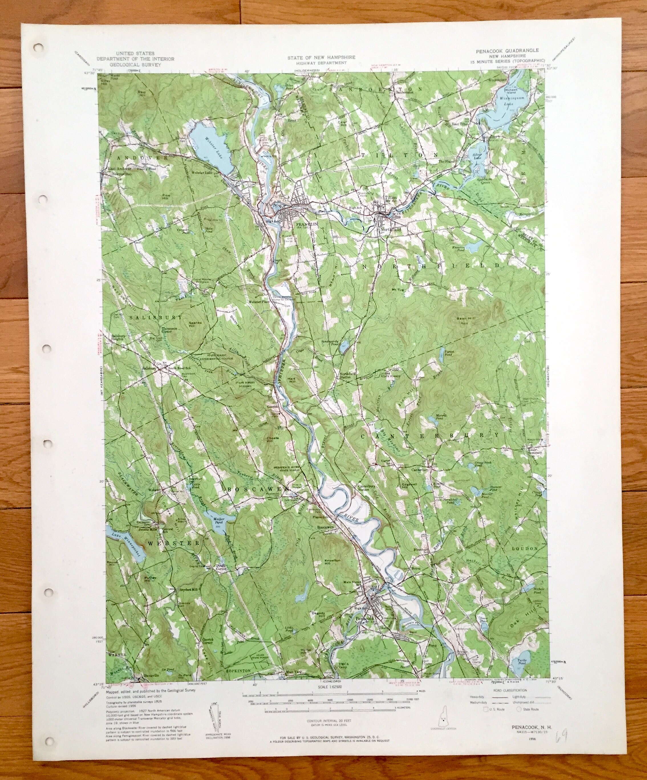 Antique Penacook New Hampshire 1956 US Geological Survey Etsy Canada