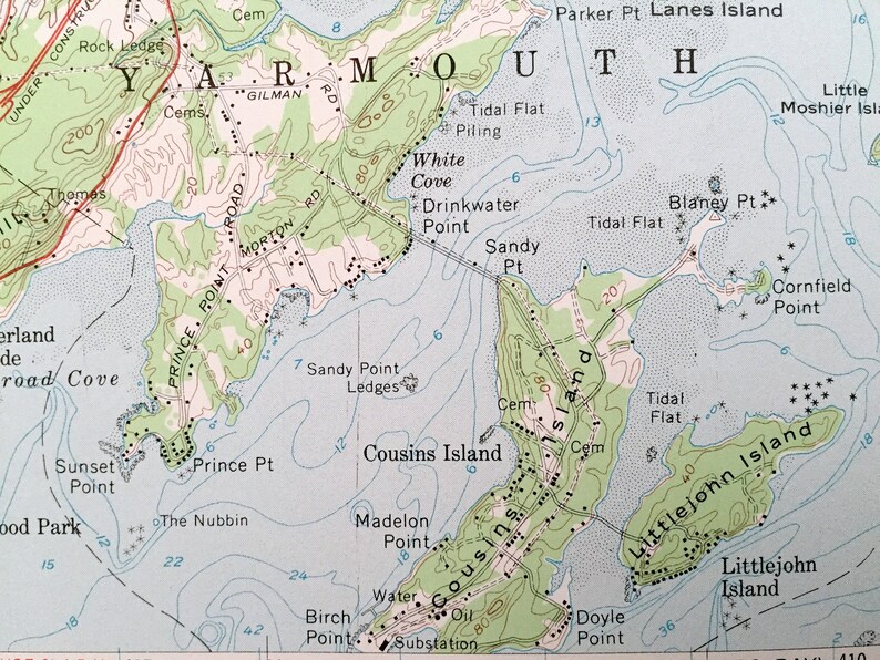 Antique Freeport Maine 1957 US Geological Survey Topographic Etsy