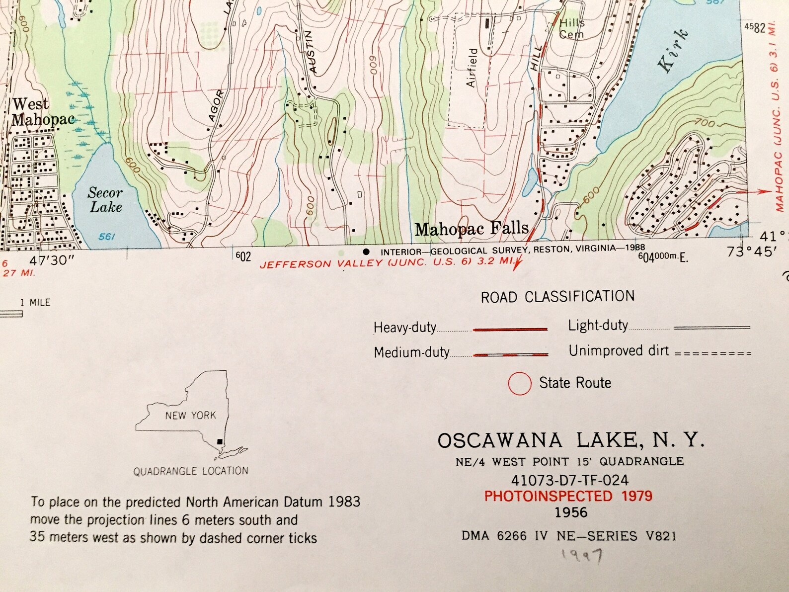 Antique Oscawana Lake New York 1956 US Geological Survey Etsy