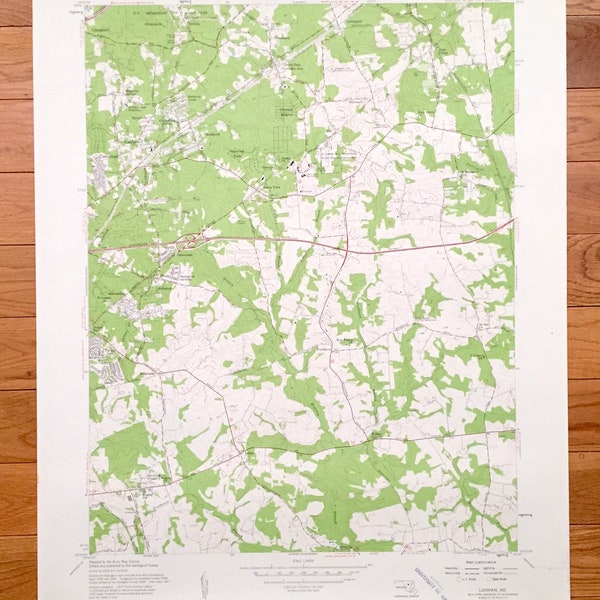 Antique Lanham, Maryland 1957 US Geological Survey Topographic Map – Prince Georges County, Carrollton, Seabrook, Buena Vista, Carsondale MD