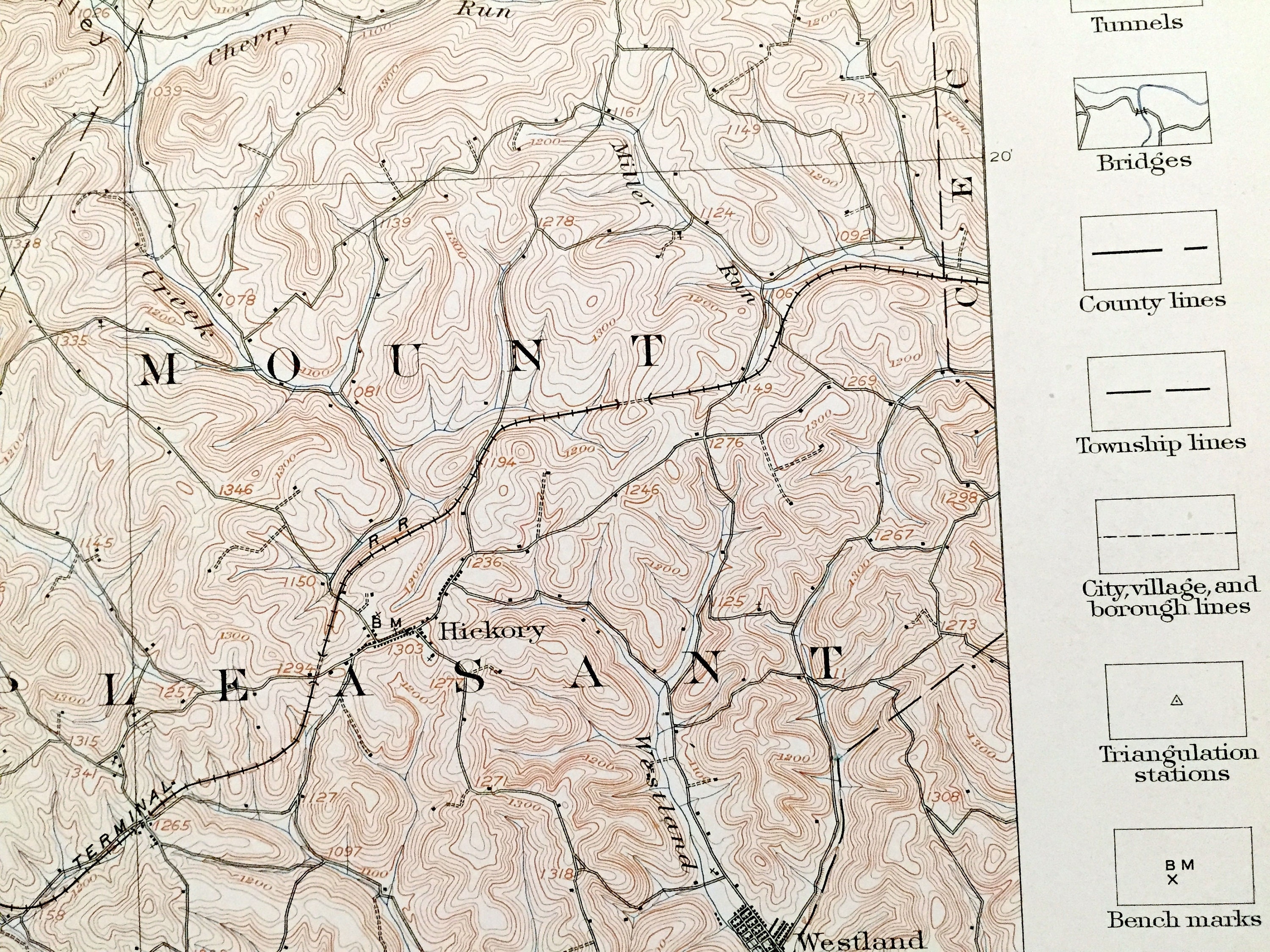 Antique Burgettstown, Pennsylvania 1906 US Geological Survey