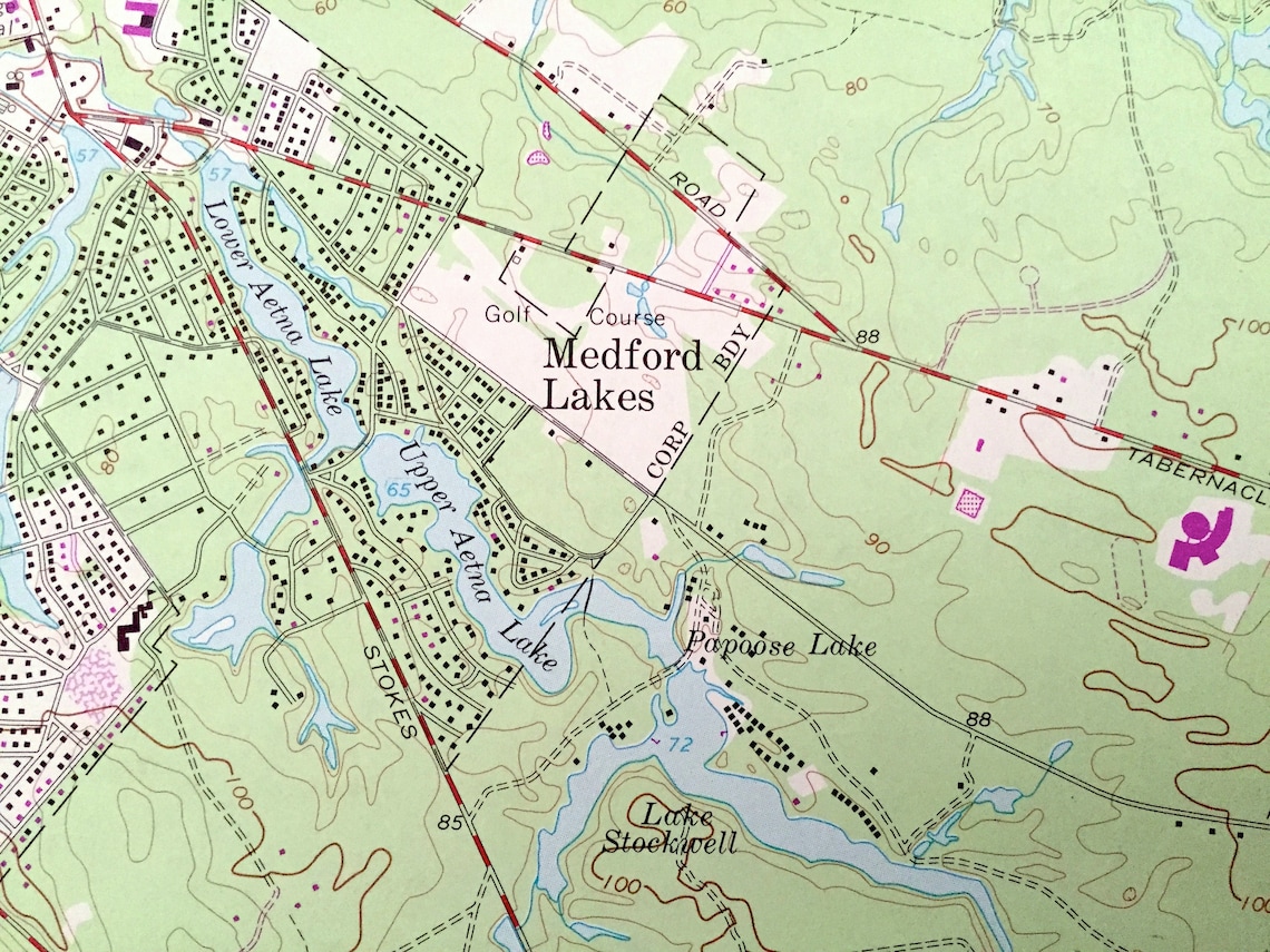 Antique Medford Lakes New Jersey 1967 US Geological Survey Etsy