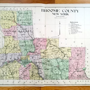 Antike Broome County, New York 1911 New Century Atlas Karte – Binghamton, Lisle, Whitney Point, Anzahlung, Windsor, Lestershire, Sanford, NY