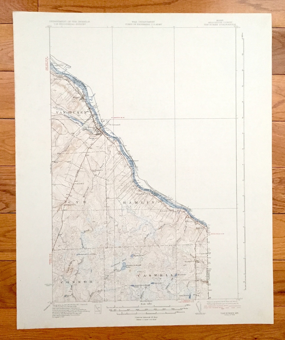 Antique Van Buren, Maine 1934 US Geological Survey Topographic Map