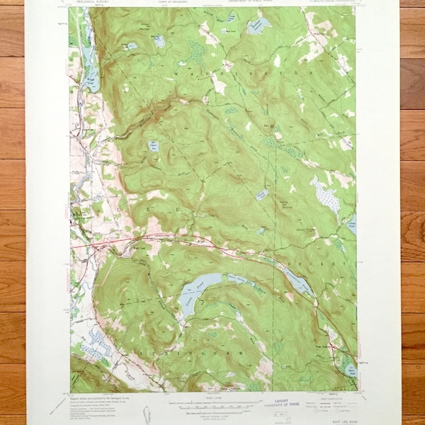 Antique East Lee, Massachusetts 1945 US Geological Survey Topographic Map – Berkshire County, Washington, Lenox, Tyringham, Becket, Otis, MA
