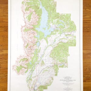 Mapa topográfico antiguo del Parque Nacional Grand Teton, Wyoming, 1948, Servicio Geológico de Estados Unidos: Jackson Hole, Snow King Mountain, Targhee, Elk, Moose, WY