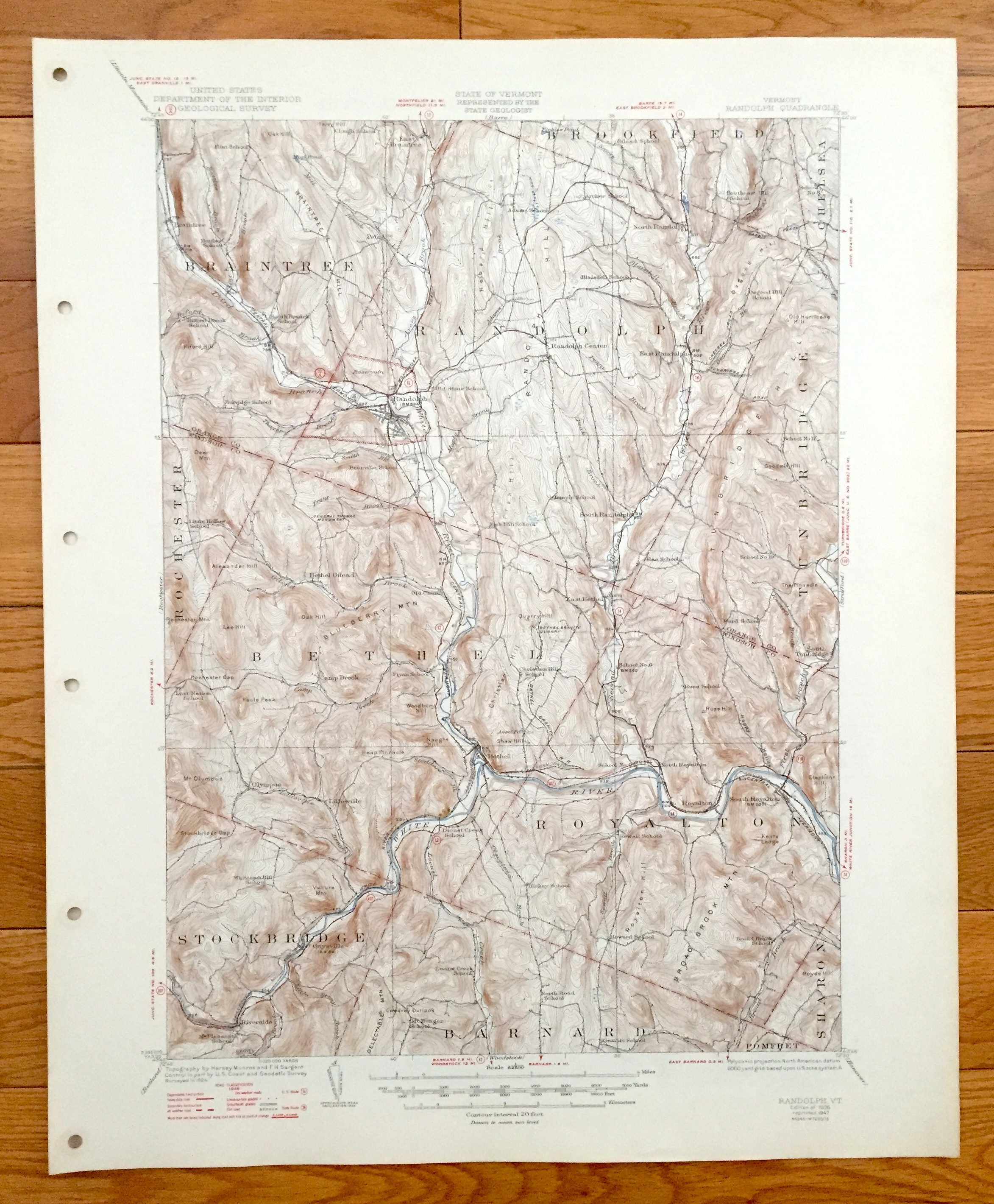 Prints Home & Living Bethel Tunbridge Antique Randolph Vermont 1926 US