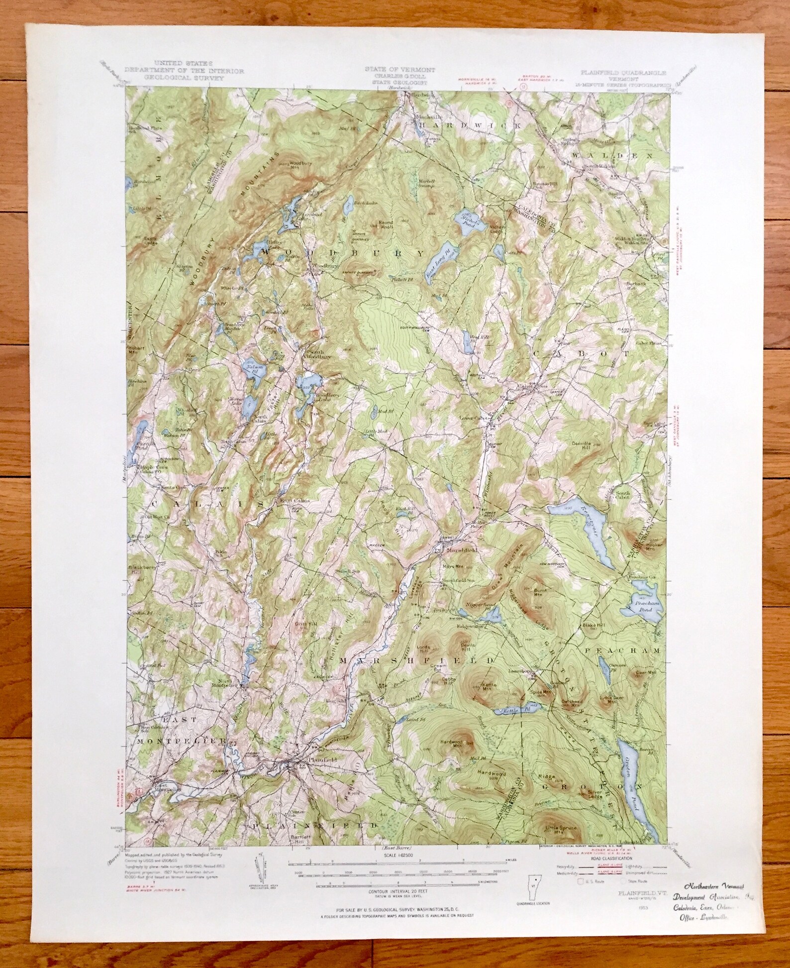 Antique Plainfield Vermont 1953 US Geological Survey Etsy