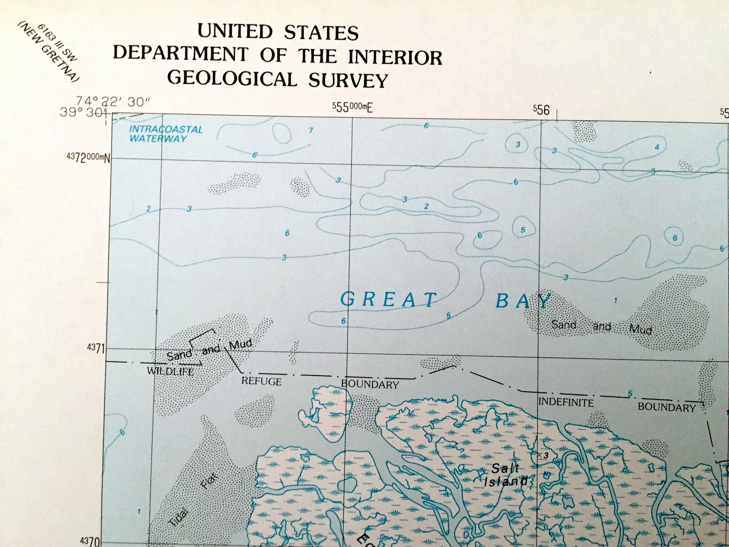 Antique Brigantine Inlet, New Jersey 1989 US Geological Survey ...