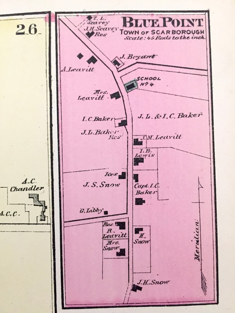 Antique 1871 New Gloucester Maine Map From F.W. Beers Atlas Etsy