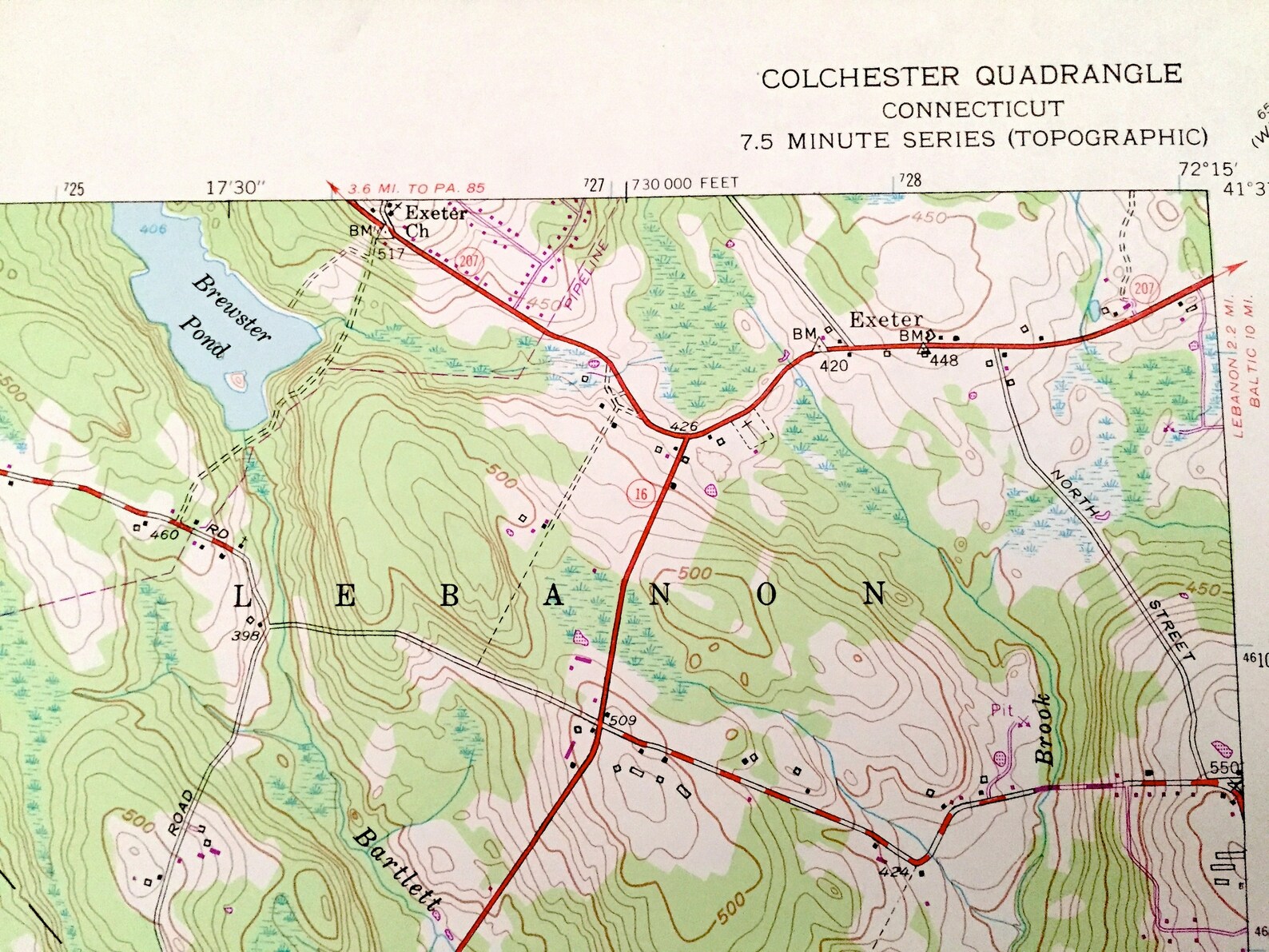 Antique Colchester Connecticut 1953 US Geological Survey Etsy