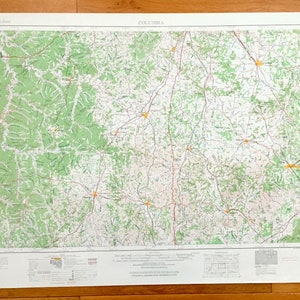 Mapa topográfico antigo do US Geological Survey de Columbia, Tennessee 1956 - Lawrenceburg, Fayetteville, Tullahoma, Shelbyville, Murfreesboro TN