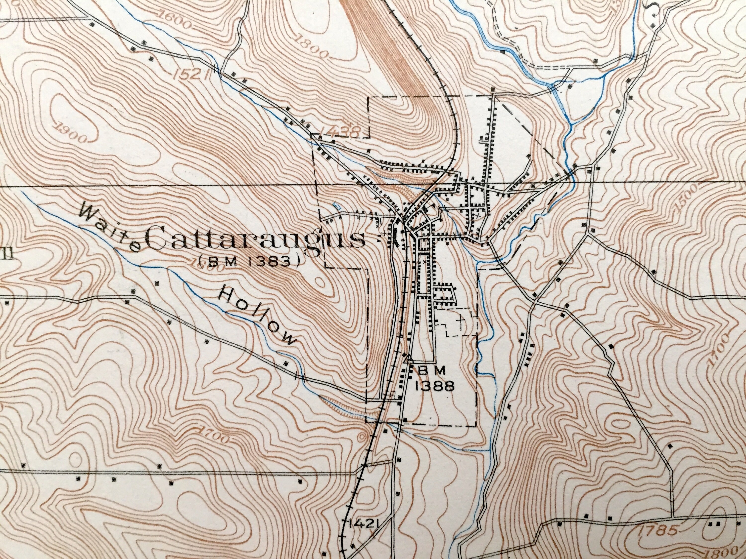 Antique Cattaraugus, New York 1923 US Geological Survey Topographic Map