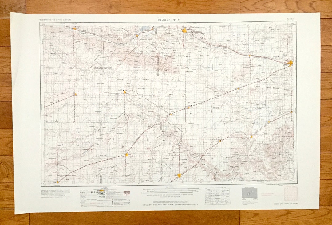 Antique Dodge City, Kansas 1959 US Geological Survey Topographic Map
