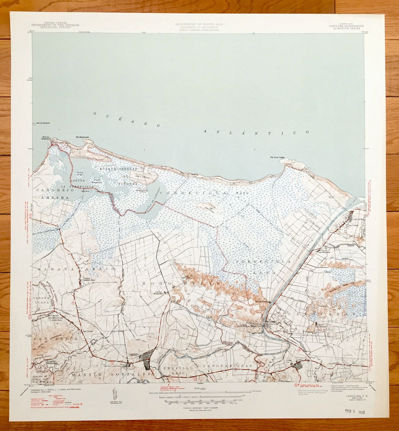 Antique Carolina Puerto Rico 1947 Us Geological Survey Etsy