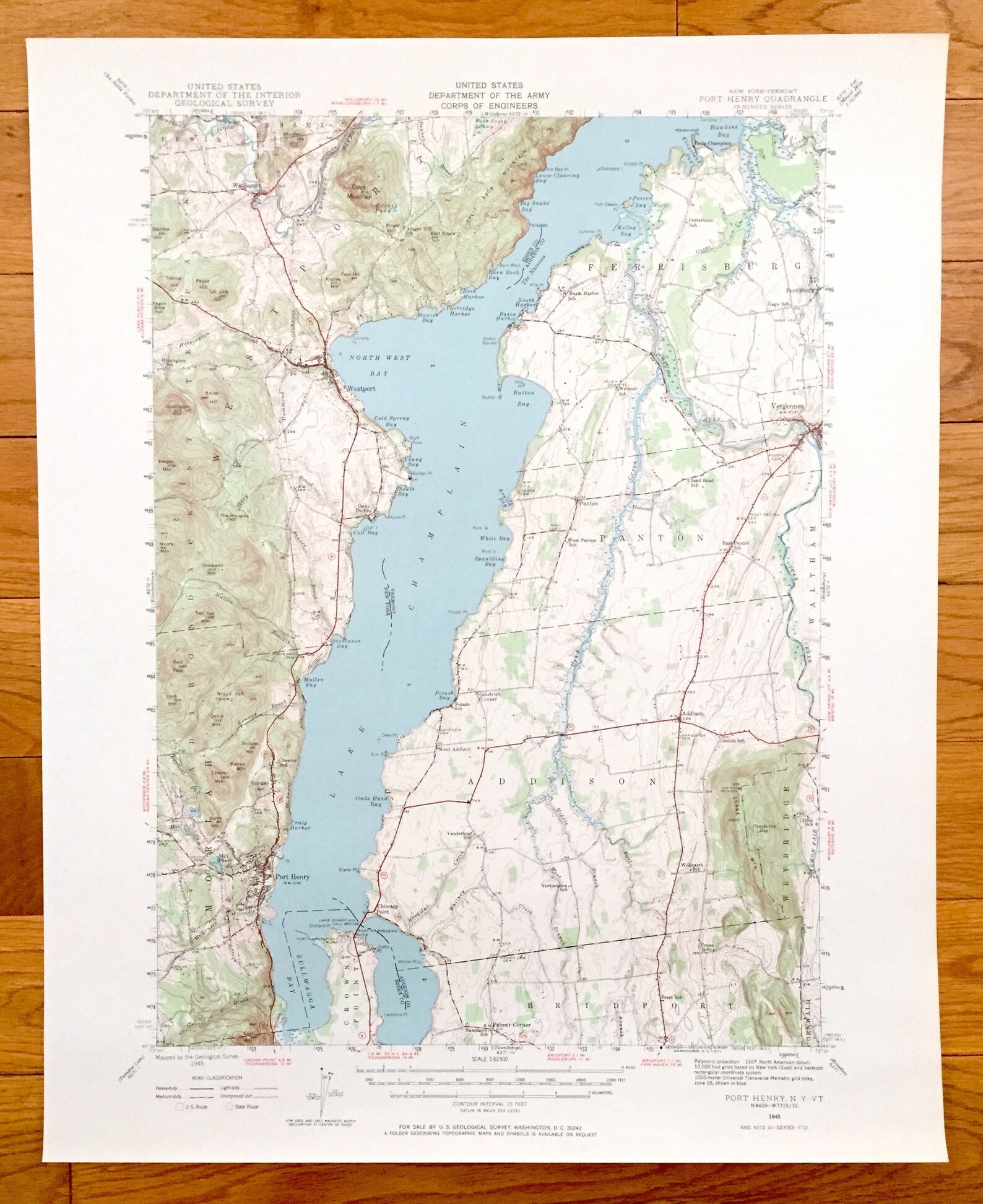 Antique Port Henry New York 1945 US Geological Survey Etsy