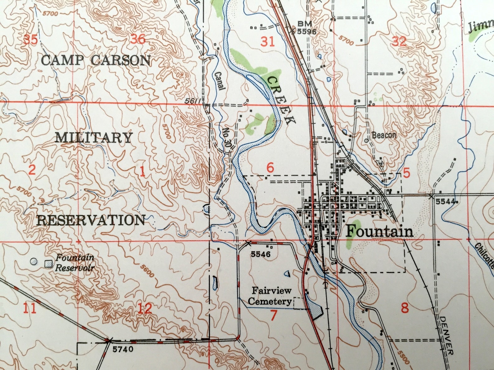 Antique Fountain Colorado 1951 US Geological Survey Etsy