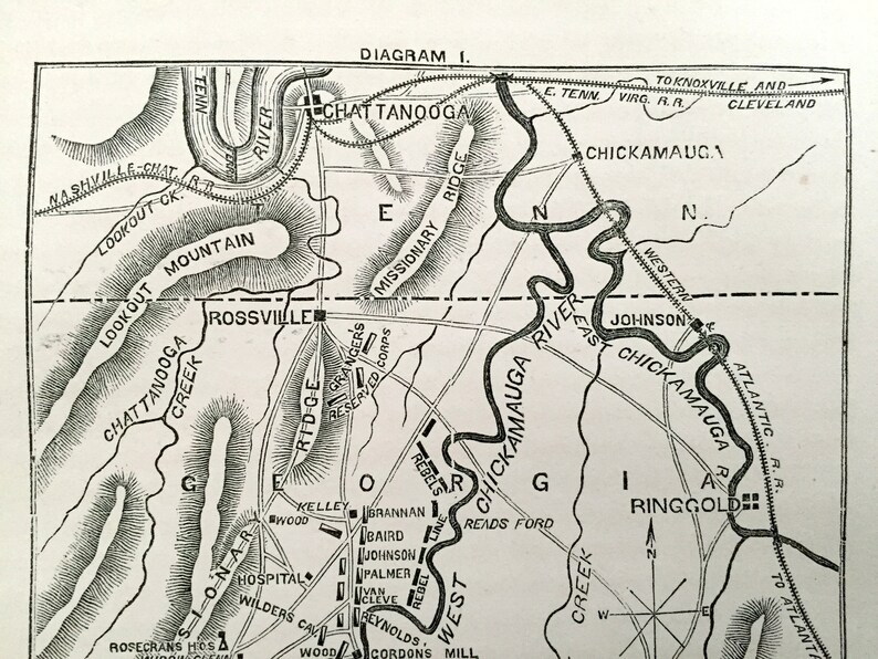 Antique 1865 Battle of Chickamauga Map From the History of the - Etsy