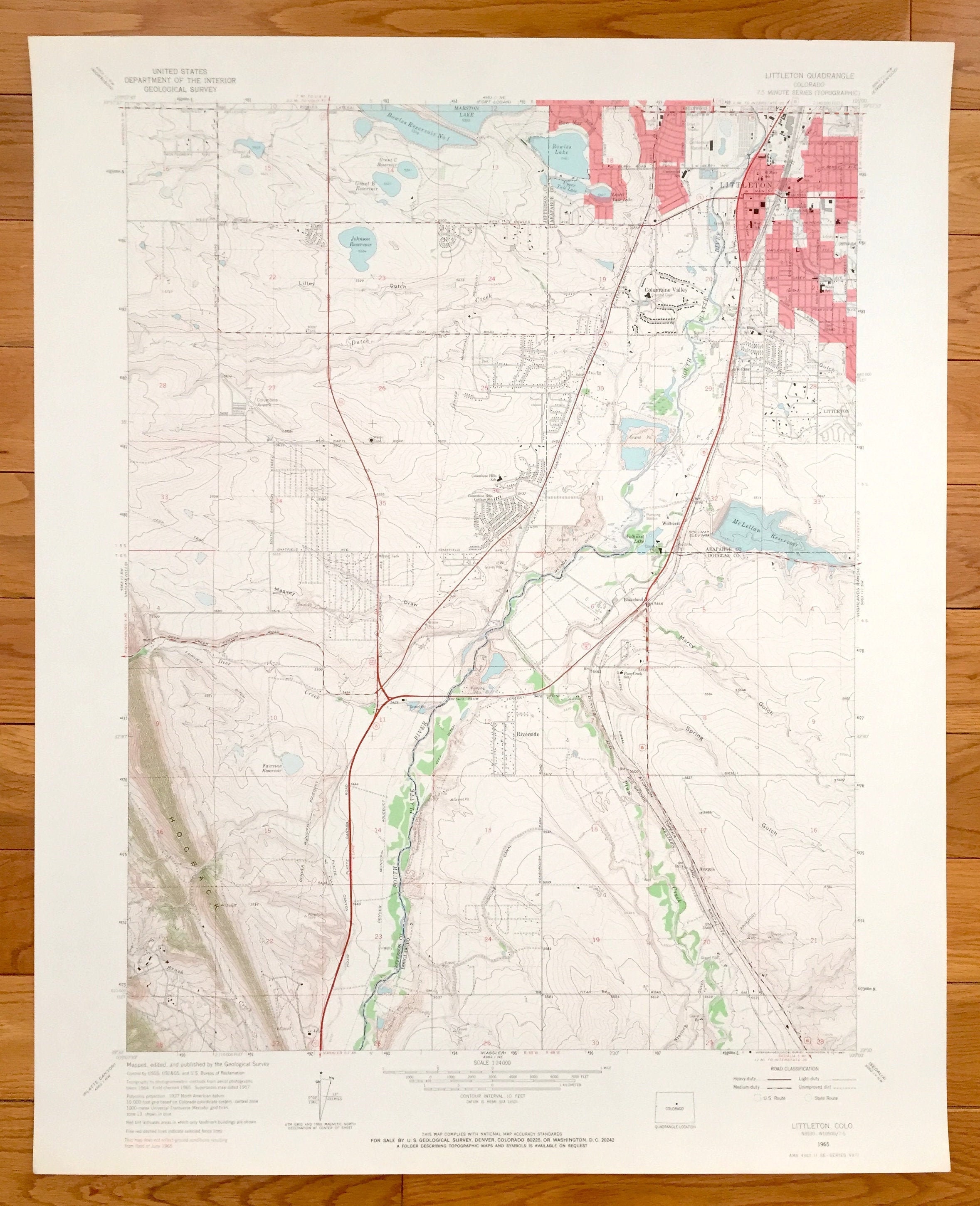 Antique Littleton Colorado 1965 US Geological Survey Etsy