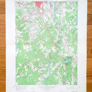 Antique Billerica, Chelmsford, Tewksbury, Carlisle, Concord, Massachusetts 1965 US Geological Survey Topographic Map – Middlesex County, MA