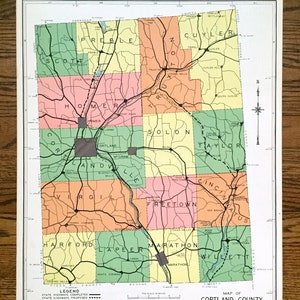 Antik Cortland County, New York 1941 Historische Atlas Karte – Cortlandville, Homer, McGraw, Scott, Preble, Marathon, Harford, Texas Valley