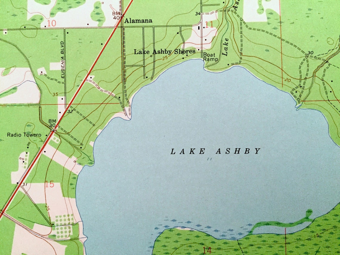 Antique Lake Ashby Florida 1966 US Geological Survey Etsy