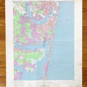 Carte topographique antique de Point Pleasant, côte du New Jersey, 1953 US Geological Survey - Comté de Monmouth et d'Ocean, Brick, Manasquan, Brielle, NJ