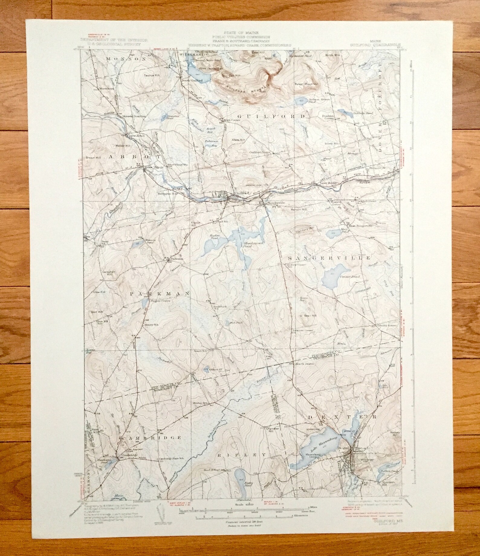 Antique Guilford Maine 1937 US Geological Survey Topographic Etsy UK