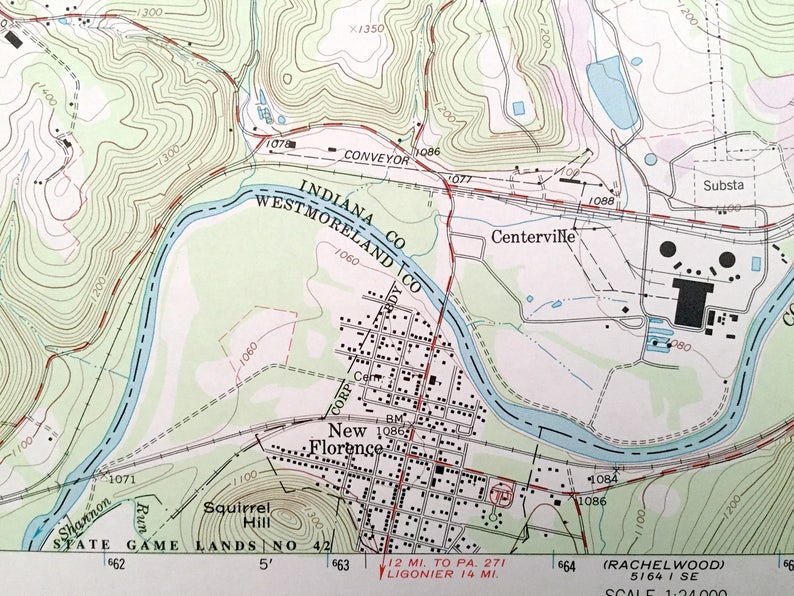 Antique New Florence Pennsylvania 1964 US Geological Survey Etsy