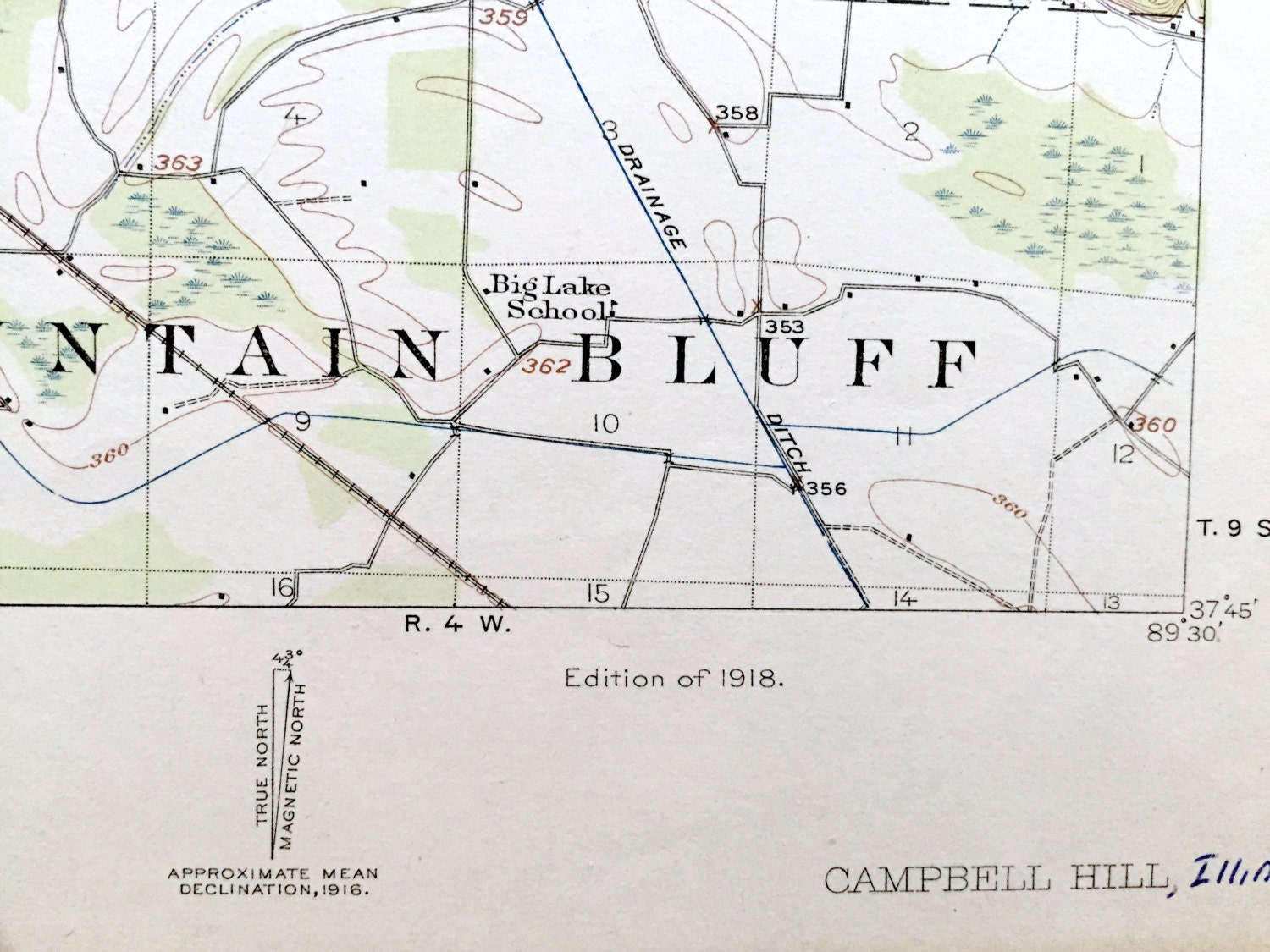 Antique Campbell Hill Illinois 1913 US Geological Survey Etsy UK