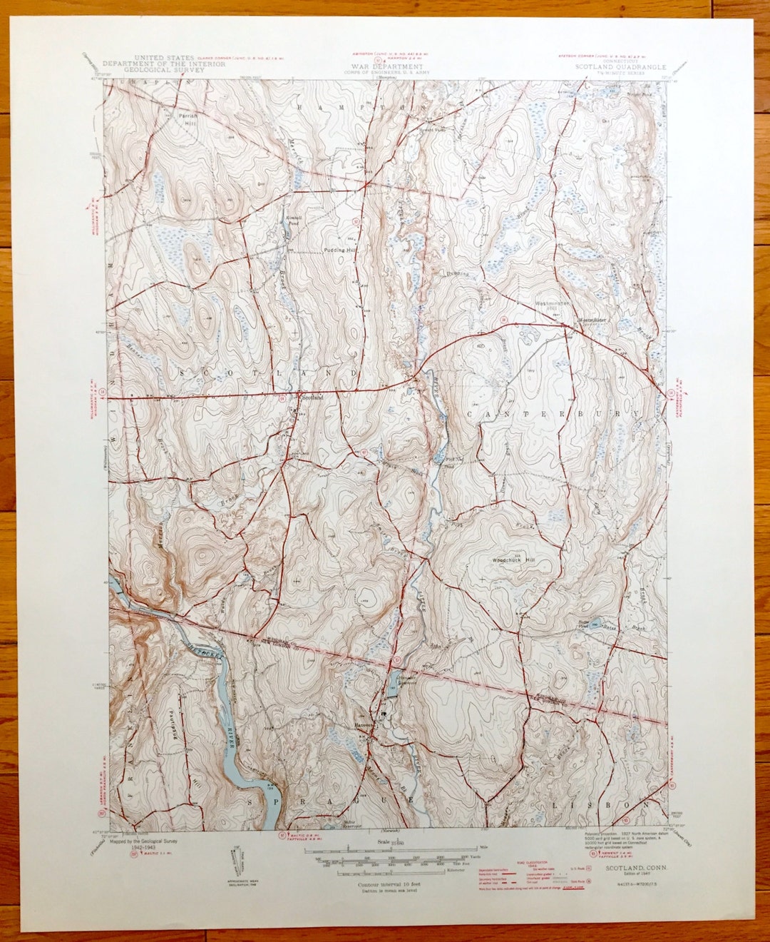 Antique Scotland Connecticut 1946 US Geological Survey Etsy