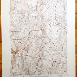 Ancienne carte topographique du comté de Windham, Connecticut 1946 US Geological Survey - Ecosse, rivière Shetucket, Canterbury, Sprague, Lisbonne, CT