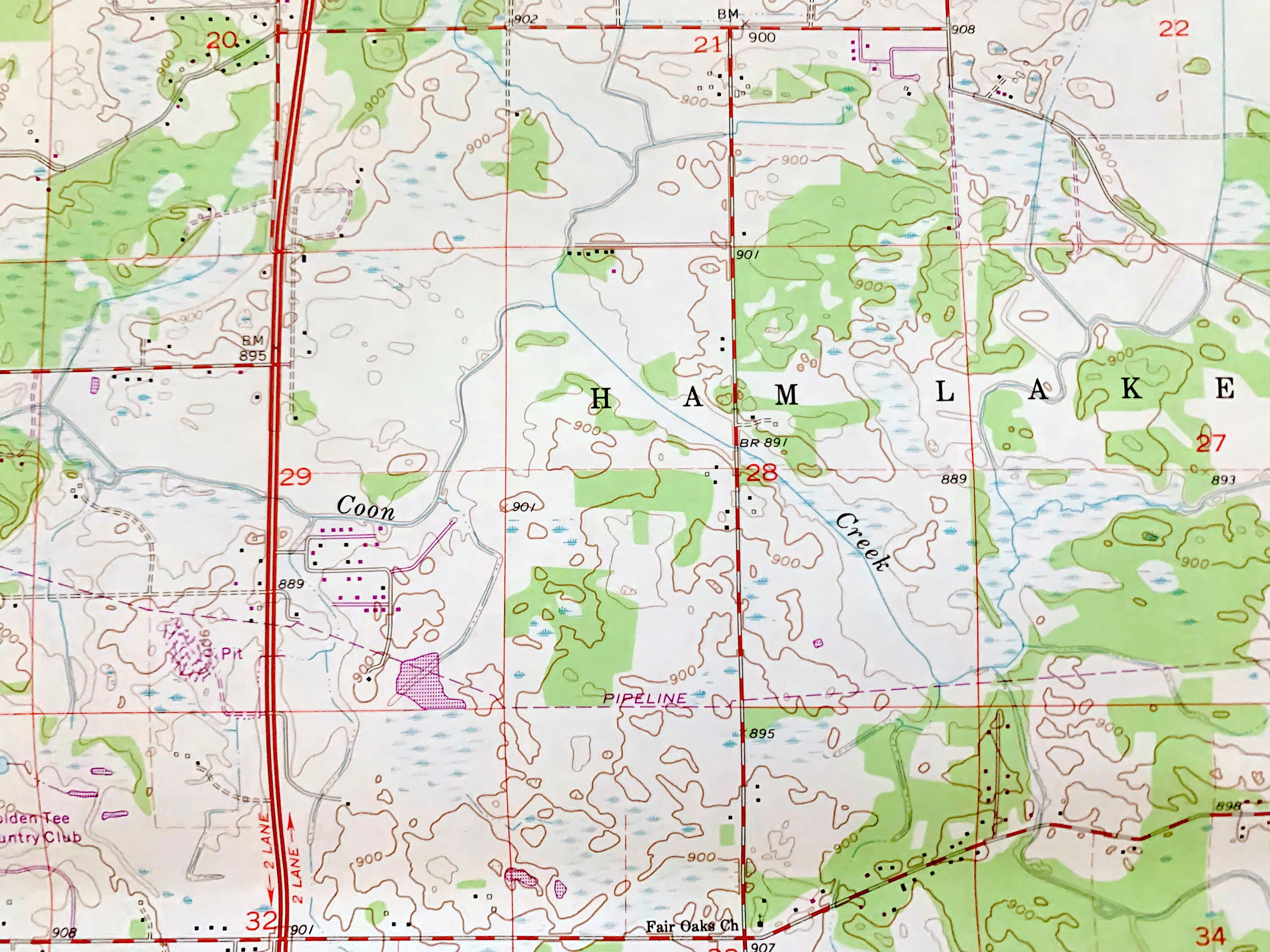 Antique Circle Pines, Minnesota 1967 US Geological Survey Topographic