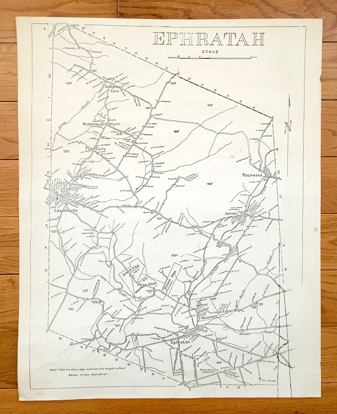 Antique 1905 Ephratah, New York Map From D.G. Beers Atlas of Fulton
